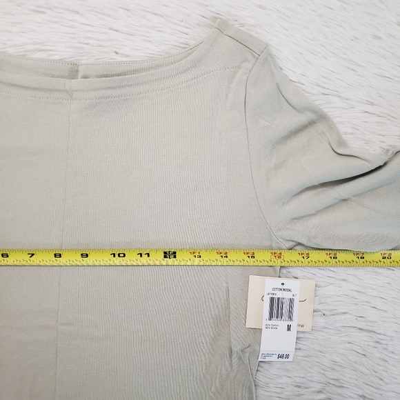 NWT AJ Andrea Jovine Boat Neck Top Cotton Modal 3/4 Sleeve Tee New T-Shirt Sz M - Picture 7 of 7